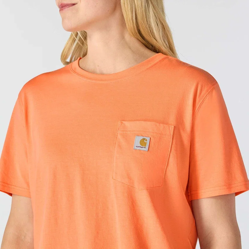 Camiseta de mujer de Tencel, corte holgado, ligera, con jerséis de cuello redondo y bolsillo