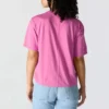 Camiseta de mujer de Tencel, corte holgado, ligera, con jerséis de cuello redondo y bolsillo