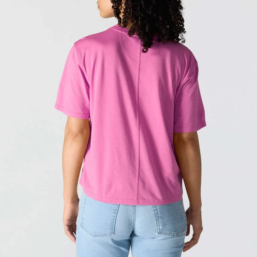 Camiseta de mujer de Tencel, corte holgado, ligera, con jerséis de cuello redondo y bolsillo