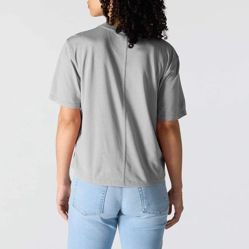 Camiseta de mujer de Tencel, corte holgado, ligera, con jerséis de cuello redondo y bolsillo