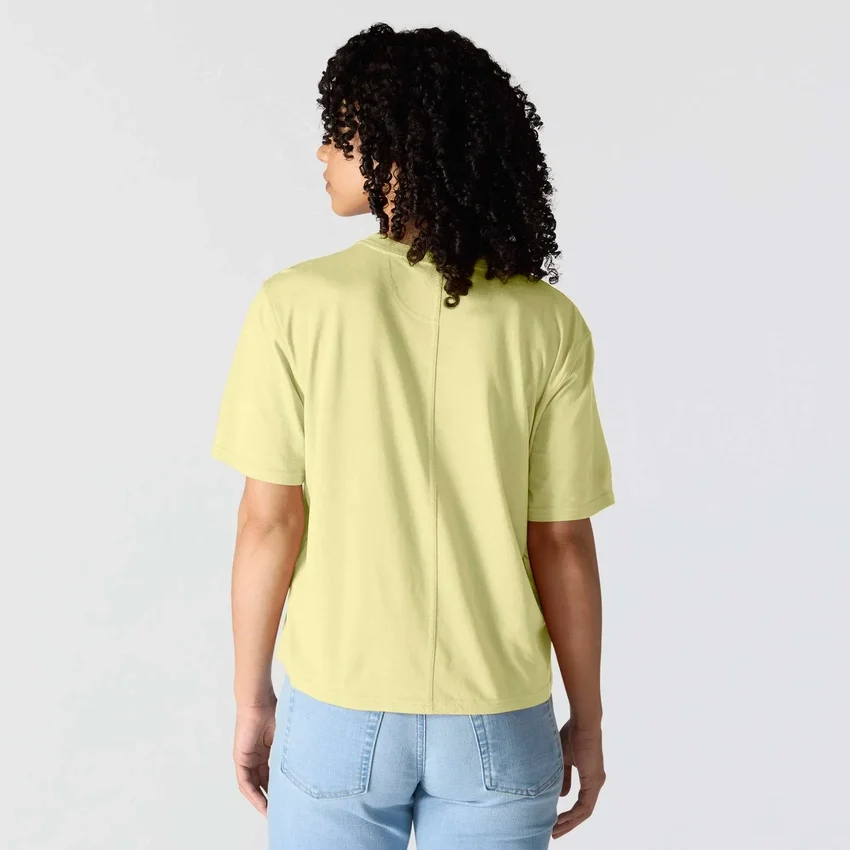 Camiseta de mujer de Tencel, corte holgado, ligera, con jerséis de cuello redondo y bolsillo