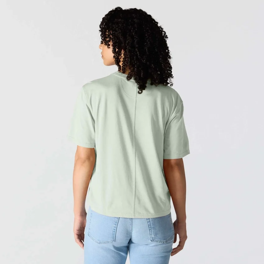 Camiseta de mujer de Tencel, corte holgado, ligera, con jerséis de cuello redondo y bolsillo