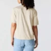 Camiseta de mujer de Tencel, corte holgado, ligera, con jerséis de cuello redondo y bolsillo