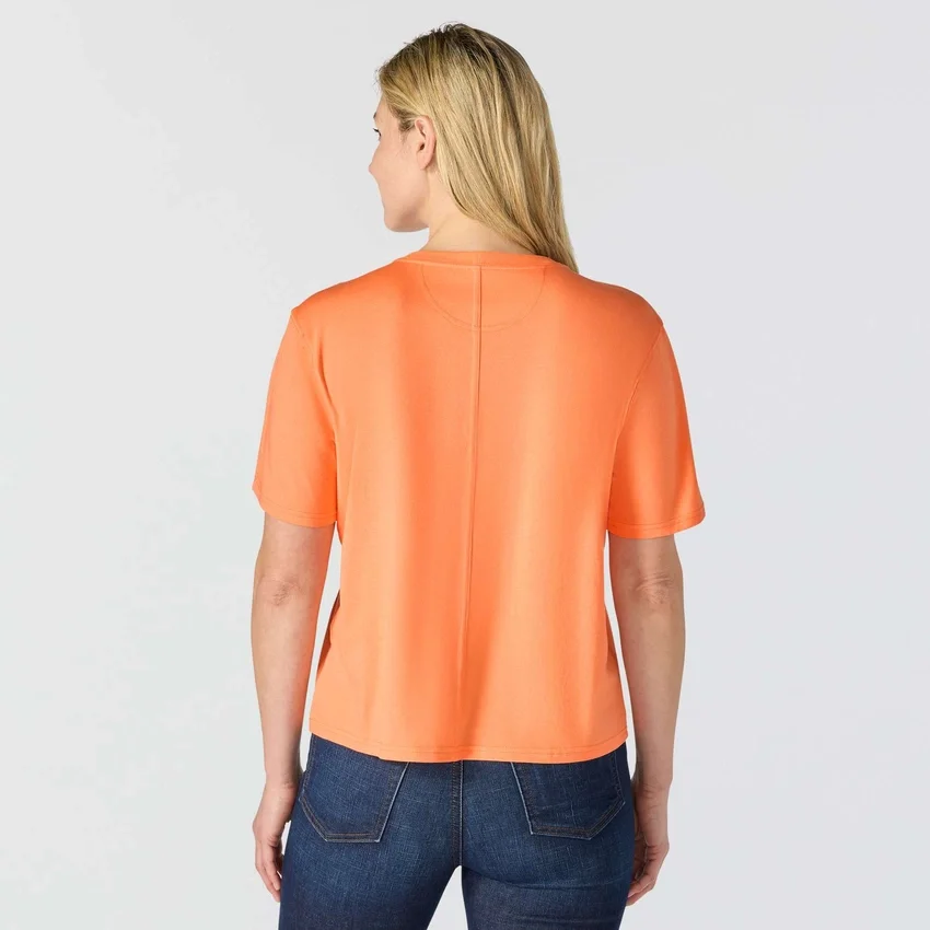 Camiseta de mujer de Tencel, corte holgado, ligera, con jerséis de cuello redondo y bolsillo