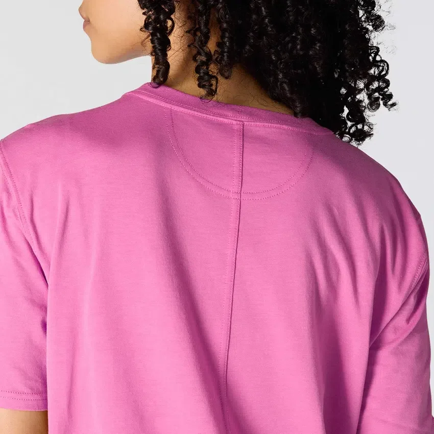 Camiseta de mujer de Tencel, corte holgado, ligera, con jerséis de cuello redondo y bolsillo