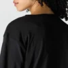 Camiseta de mujer de Tencel, corte holgado, ligera, con jerséis de cuello redondo y bolsillo