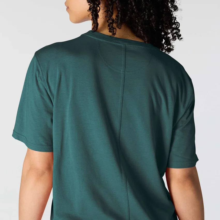 Camiseta de mujer de Tencel, corte holgado, ligera, con jerséis de cuello redondo y bolsillo