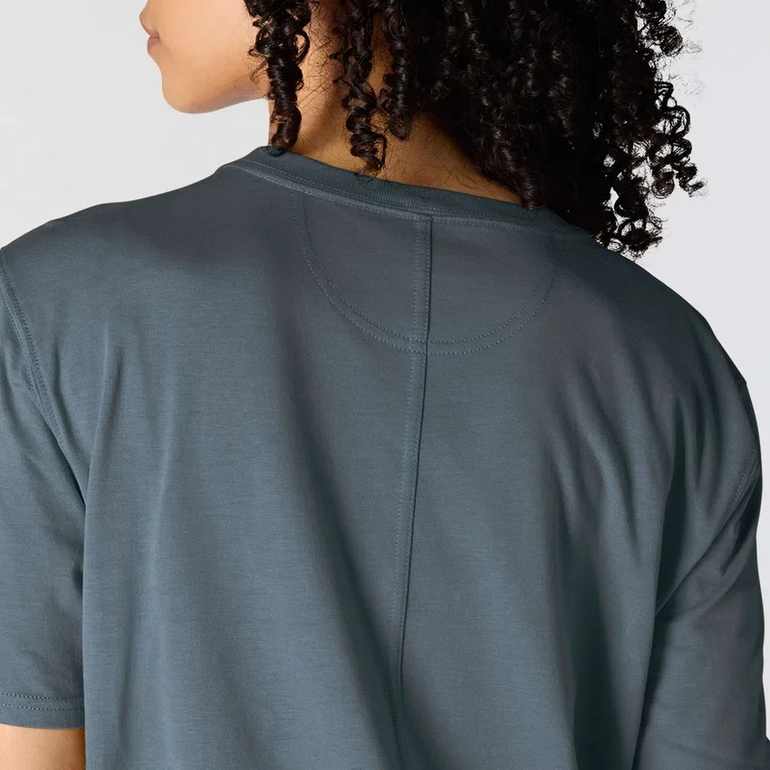 Camiseta de mujer de Tencel, corte holgado, ligera, con jerséis de cuello redondo y bolsillo