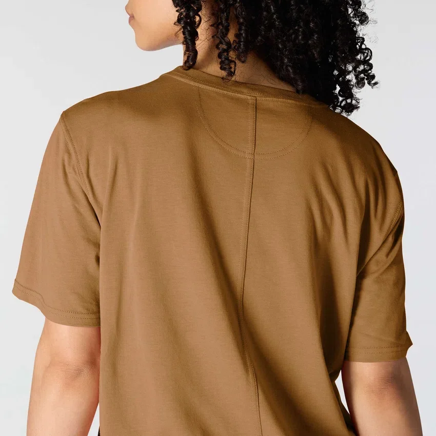 Camiseta de mujer de Tencel, corte holgado, ligera, con jerséis de cuello redondo y bolsillo