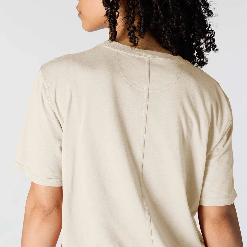 Camiseta de mujer de Tencel, corte holgado, ligera, con jerséis de cuello redondo y bolsillo