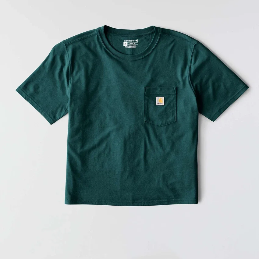Camiseta de mujer de Tencel, corte holgado, ligera, con jerséis de cuello redondo y bolsillo