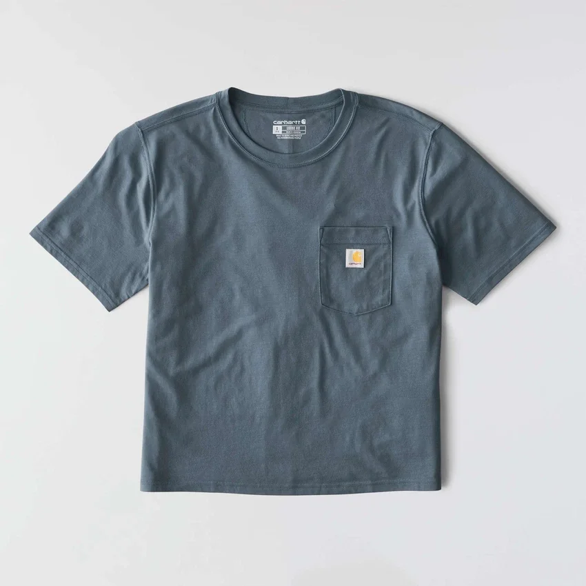 Camiseta de mujer de Tencel, corte holgado, ligera, con jerséis de cuello redondo y bolsillo