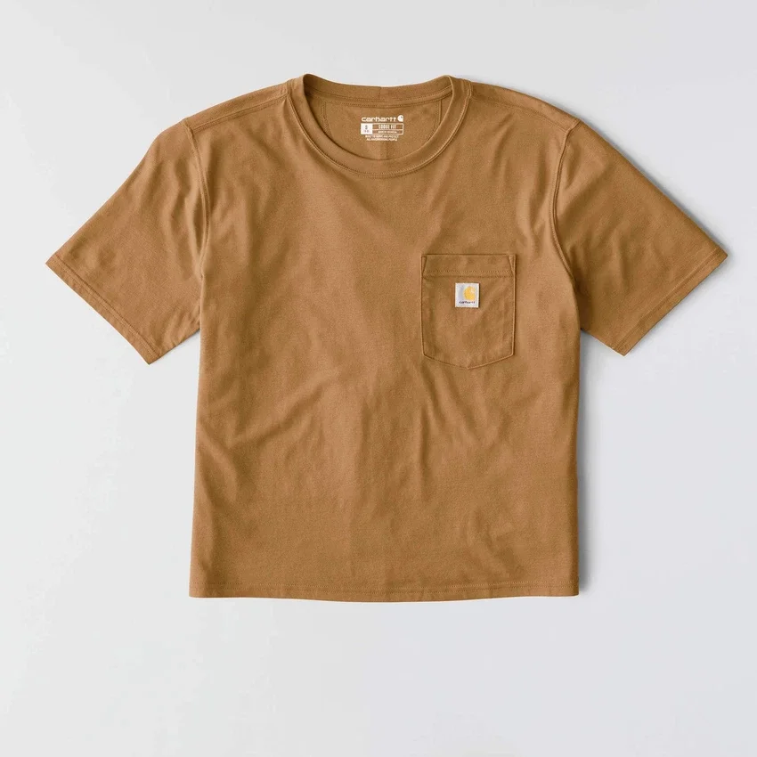 Camiseta de mujer de Tencel, corte holgado, ligera, con jerséis de cuello redondo y bolsillo