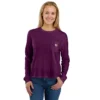 Camiseta de mujer de Tencel, corte holgado, manguitos largos, jerséis de cuello redondo y bolsillo