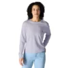 Camiseta de mujer de Tencel, corte holgado, manguitos largos, jerséis de cuello redondo y bolsillo