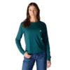 Camiseta de mujer de Tencel, corte holgado, manguitos largos, jerséis de cuello redondo y bolsillo