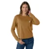 Camiseta de mujer de Tencel, corte holgado, manguitos largos, jerséis de cuello redondo y bolsillo