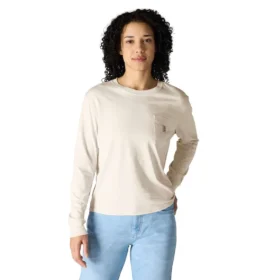 Camiseta de mujer de Tencel, corte holgado, manguitos largos, jerséis de cuello redondo y bolsillo