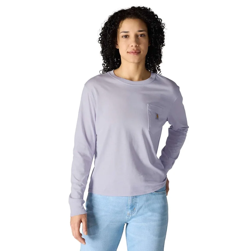 Camiseta de mujer de Tencel, corte holgado, manguitos largos, jerséis de cuello redondo y bolsillo