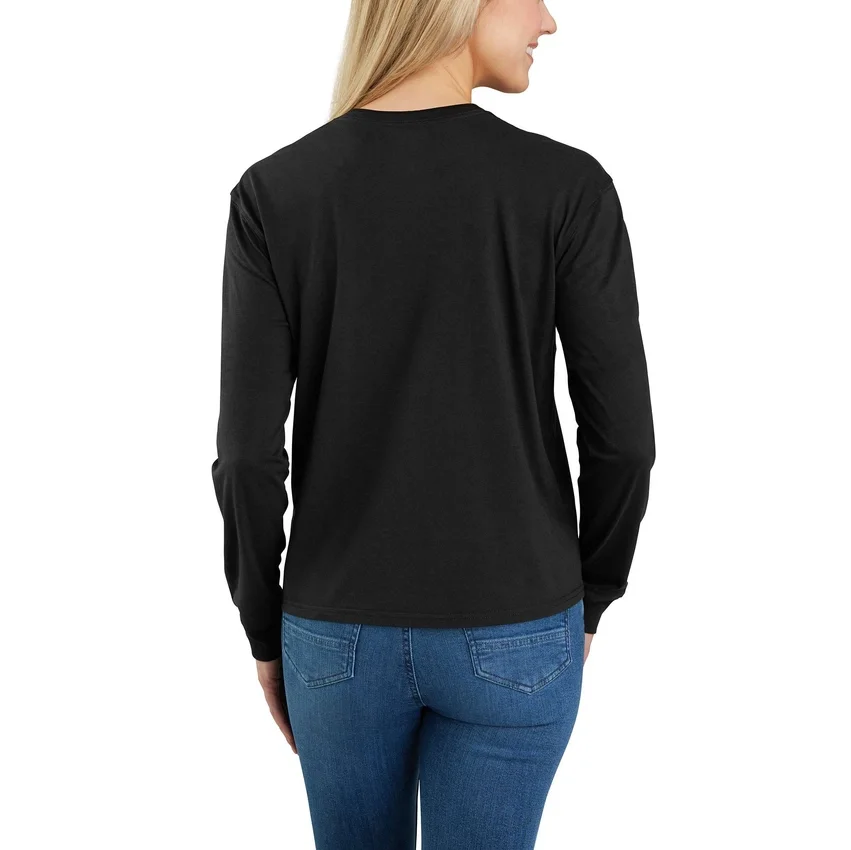Camiseta de mujer de Tencel, corte holgado, manguitos largos, jerséis de cuello redondo y bolsillo