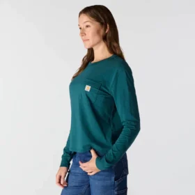 Camiseta de mujer de Tencel, corte holgado, manguitos largos, jerséis de cuello redondo y bolsillo