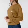 Camiseta de mujer de Tencel, corte holgado, manguitos largos, jerséis de cuello redondo y bolsillo