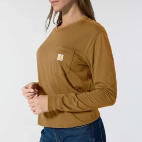 Camiseta de mujer de Tencel, corte holgado, manguitos largos, jerséis de cuello redondo y bolsillo