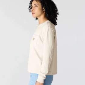 Camiseta de mujer de Tencel, corte holgado, manguitos largos, jerséis de cuello redondo y bolsillo