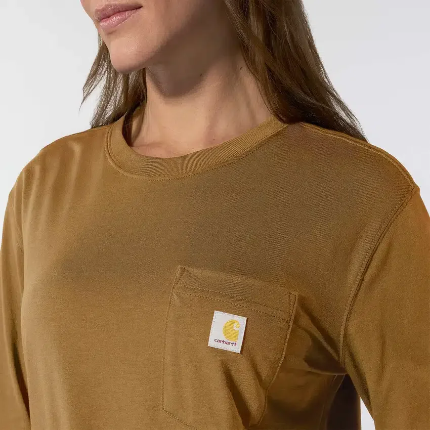 Camiseta de mujer de Tencel, corte holgado, manguitos largos, jerséis de cuello redondo y bolsillo