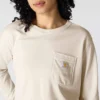 Camiseta de mujer de Tencel, corte holgado, manguitos largos, jerséis de cuello redondo y bolsillo