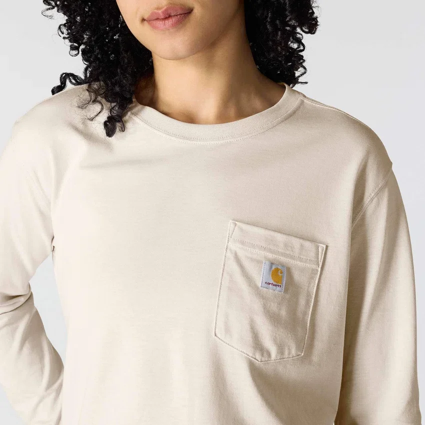Camiseta de mujer de Tencel, corte holgado, manguitos largos, jerséis de cuello redondo y bolsillo