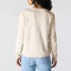 Camiseta de mujer de Tencel, corte holgado, manguitos largos, jerséis de cuello redondo y bolsillo