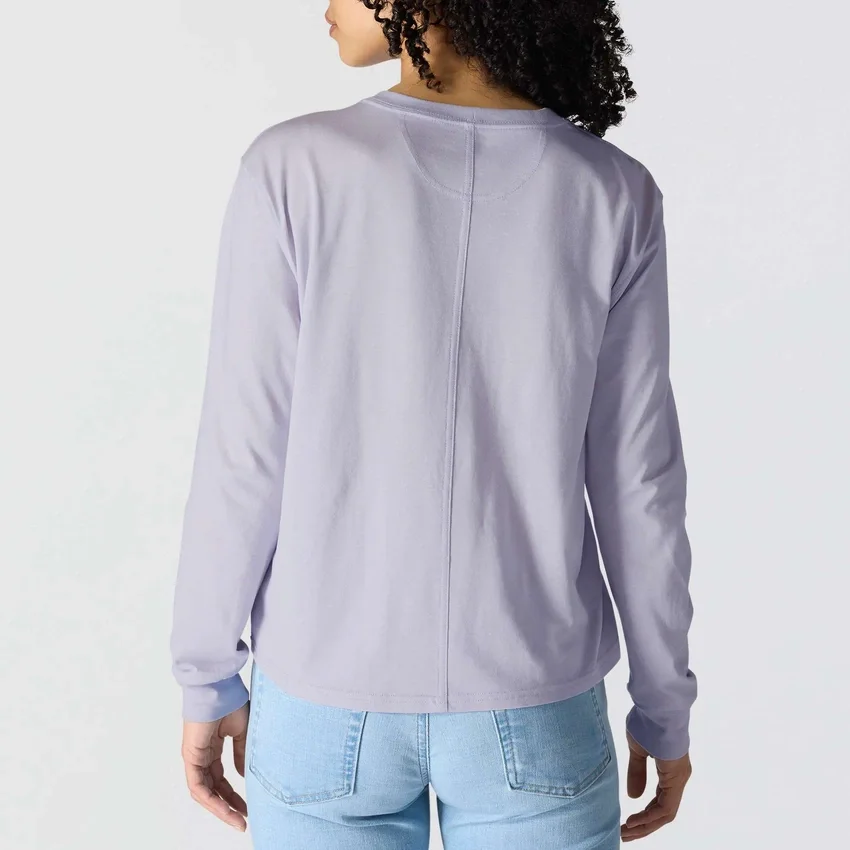 Camiseta de mujer de Tencel, corte holgado, manguitos largos, jerséis de cuello redondo y bolsillo