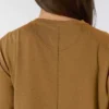 Camiseta de mujer de Tencel, corte holgado, manguitos largos, jerséis de cuello redondo y bolsillo