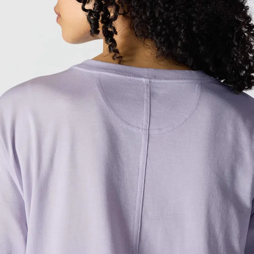 Camiseta de mujer de Tencel, corte holgado, manguitos largos, jerséis de cuello redondo y bolsillo