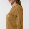 Camiseta de mujer de Tencel, corte holgado, manguitos largos, jerséis de cuello redondo y bolsillo