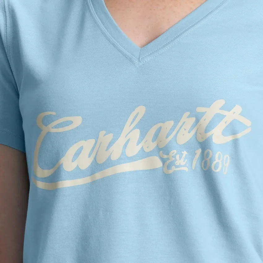 Camiseta gráfica de cuello en V ligera de Tencel para mujer