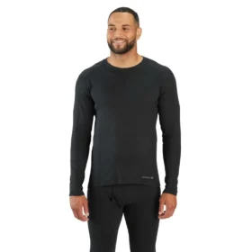 Camiseta interior de jerséu de cuello redondo de algodón elástico de peso medio con tejido acanalado