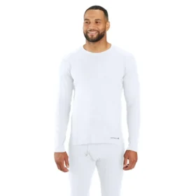 Camiseta interior de jerséu de cuello redondo de algodón elástico de peso medio con tejido acanalado
