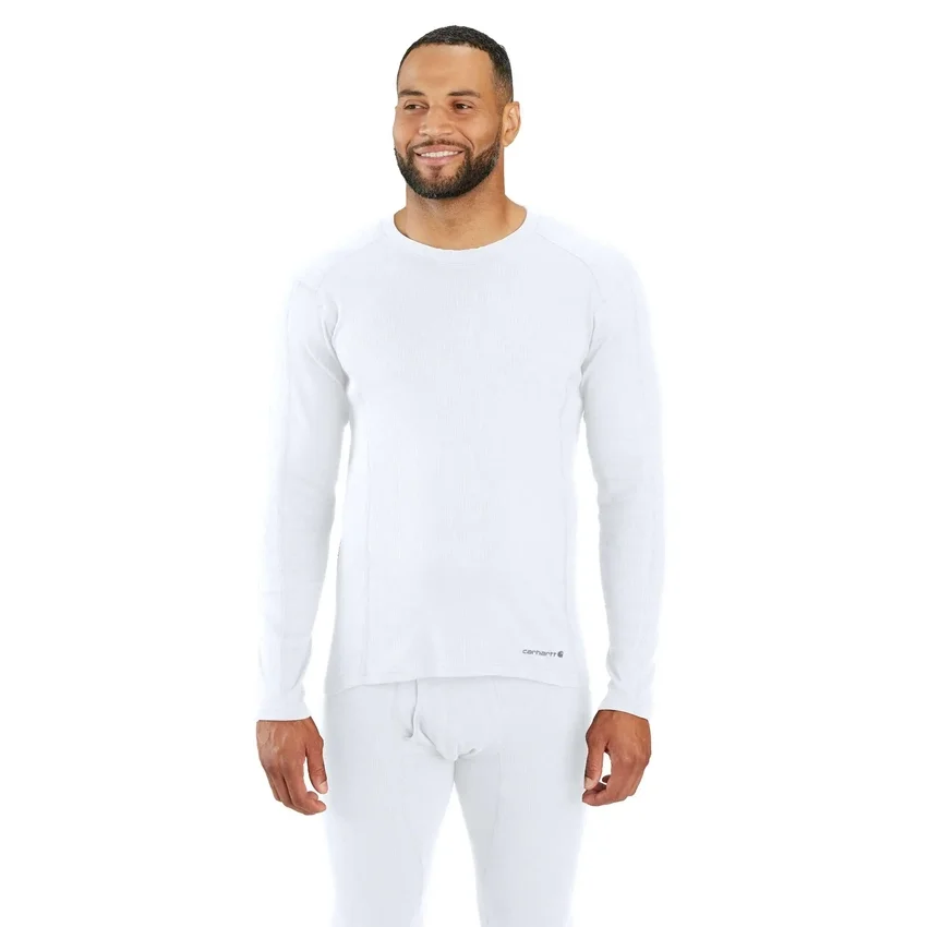 Camiseta interior de jerséu de cuello redondo de algodón elástico de peso medio con tejido acanalado