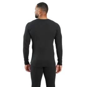 Camiseta interior de jerséu de cuello redondo de algodón elástico de peso medio con tejido acanalado