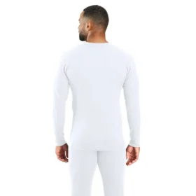 Camiseta interior de jerséu de cuello redondo de algodón elástico de peso medio con tejido acanalado