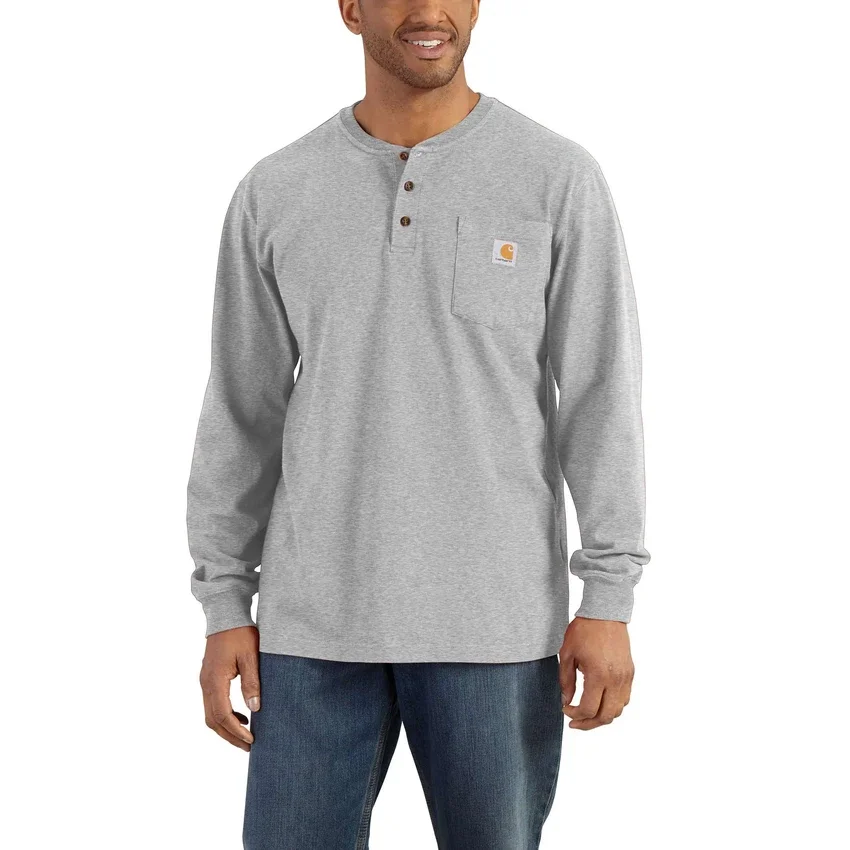 Camiseta panadera de manga larga con bolsillo para hombre, corte holgado y tejido grueso, modelo Dearborn