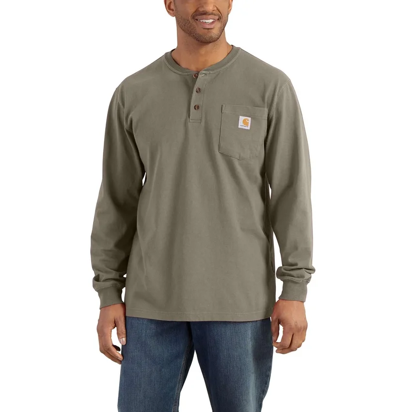 Camiseta panadera de manga larga con bolsillo para hombre, corte holgado y tejido grueso, modelo Dearborn