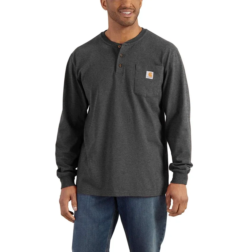 Camiseta panadera de manga larga con bolsillo para hombre, corte holgado y tejido grueso, modelo Dearborn