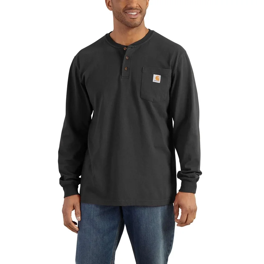 Camiseta panadera de manga larga con bolsillo para hombre, corte holgado y tejido grueso, modelo Dearborn