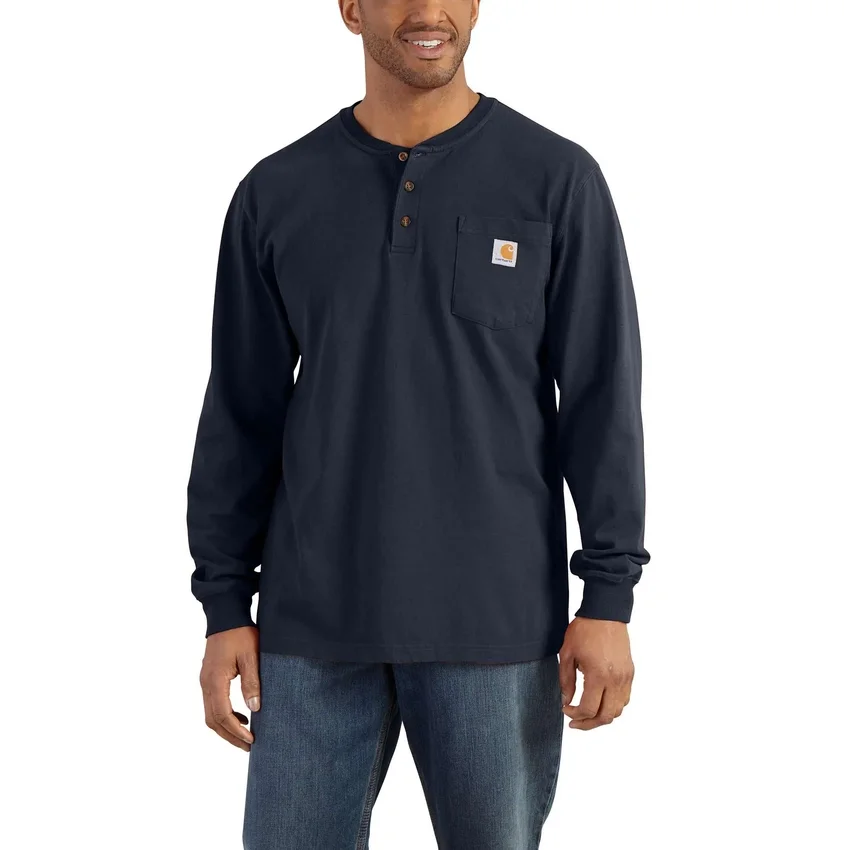 Camiseta panadera de manga larga con bolsillo para hombre, corte holgado y tejido grueso, modelo Dearborn