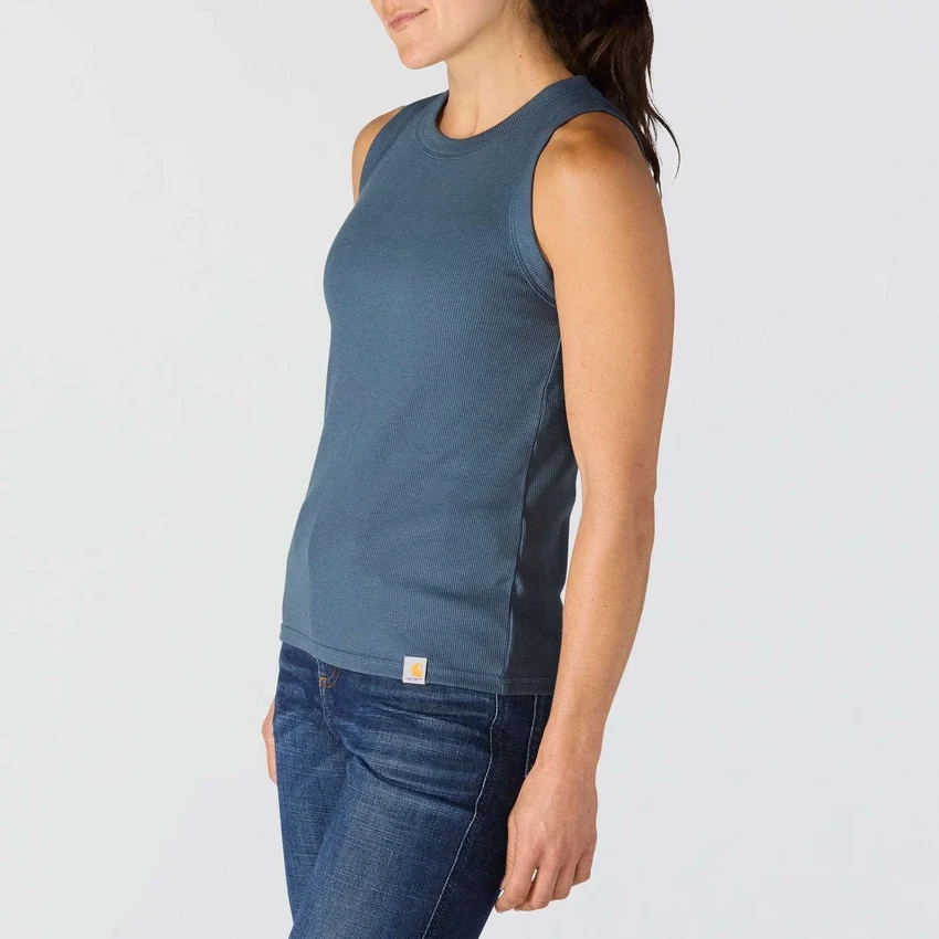 Camiseta sin mangas de mujer de Tencel, ligera y transpirable, con tejido acanalado