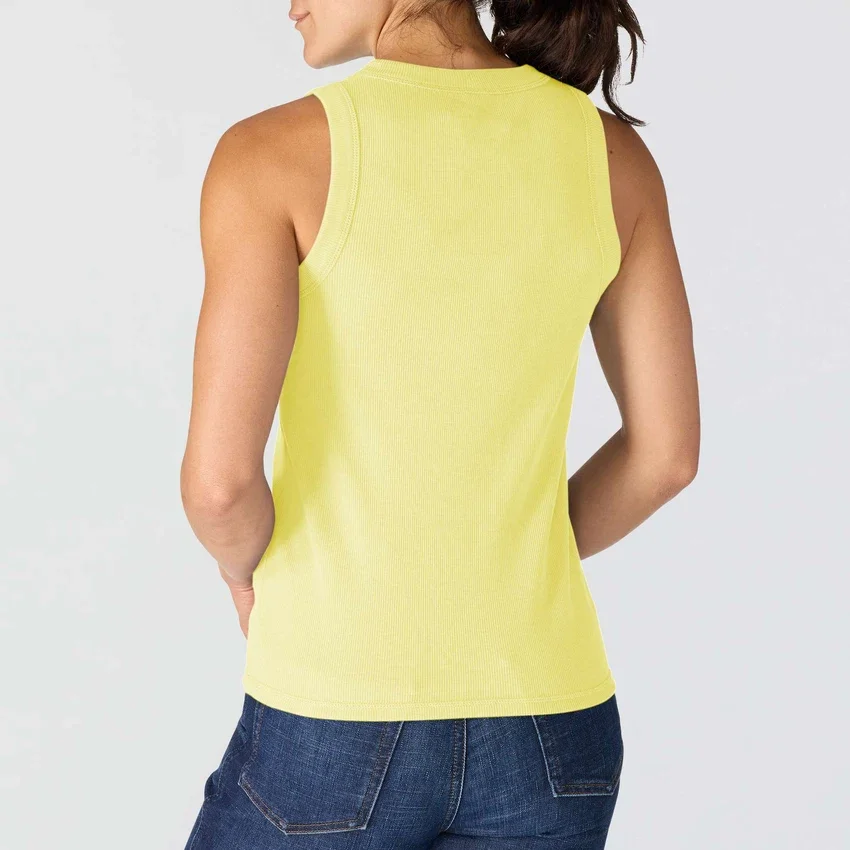 Camiseta sin mangas de mujer de Tencel, ligera y transpirable, con tejido acanalado