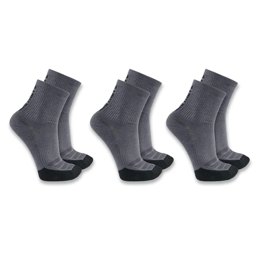 Carhartt Force® Calcetines cortos de media caña con logotipo, peso medio, paquete de 3